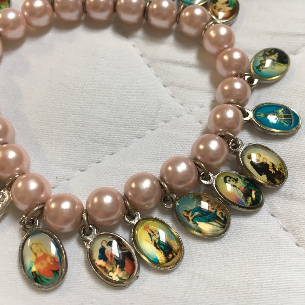 Holy Saints Pastel Pearl Stretch Bracelet